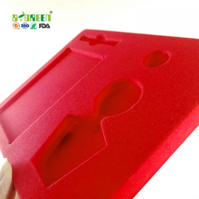 Recyclable and Biodegradable Red flocked plastic tray for Metal badge 2