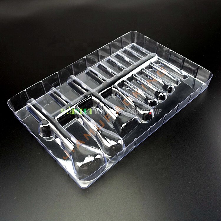 Back of the makeup brushes set blister tray