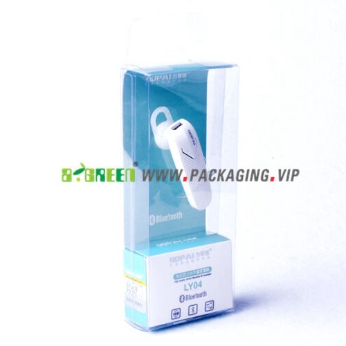 Custom clear PET earphone packaging design（Paper card + transparent plastic box) 1