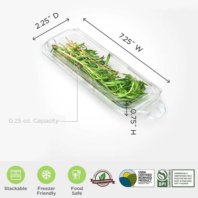 0.25 oz Compostable PLA Hanging Fresh Herb Clamshell Packaging - One-stop packaging customization manufacturer 0.25 oz Compostable PLA Hanging Fresh Herb Clamshell Packaging