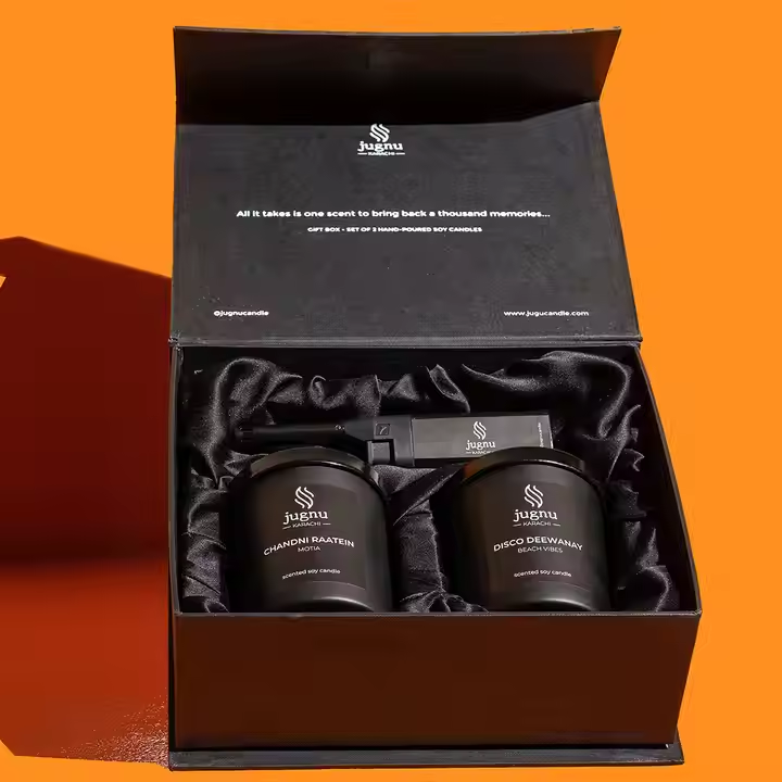 Magnetic closures candle gift box with silk lining