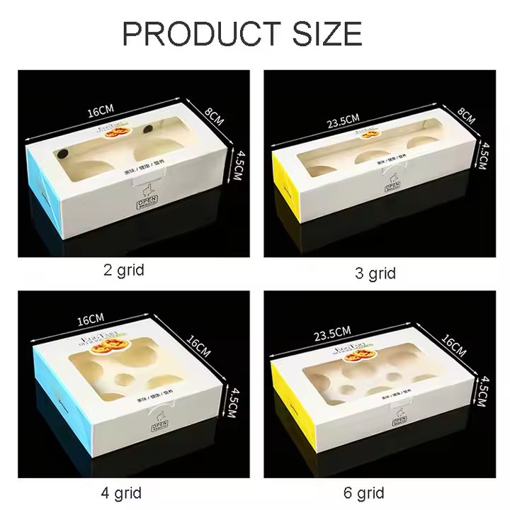 clear Window Box for 2 3 4 6 garid dessert egg tart packaging - One-stop packaging customization manufacturer
