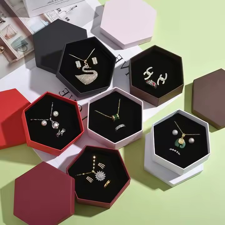hexagon jewelry box with insert - One-stop packaging customization manufacturer