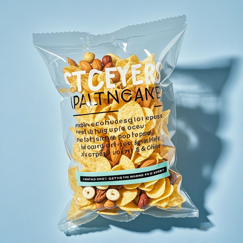 Clear back seal bags for snacks packaging