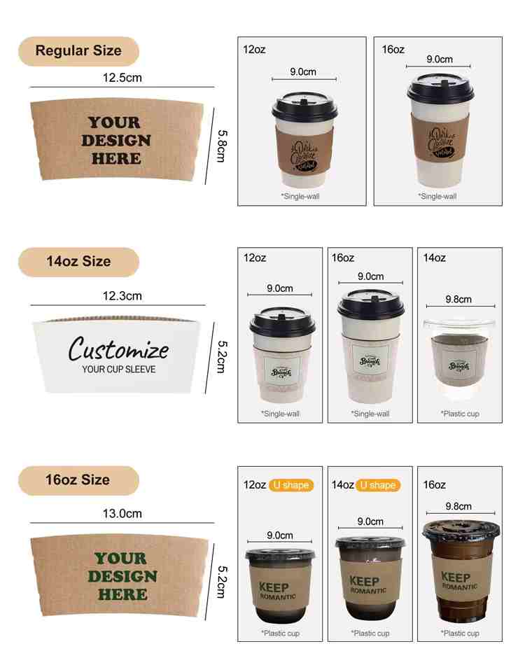 size for corrugated cup sleeves