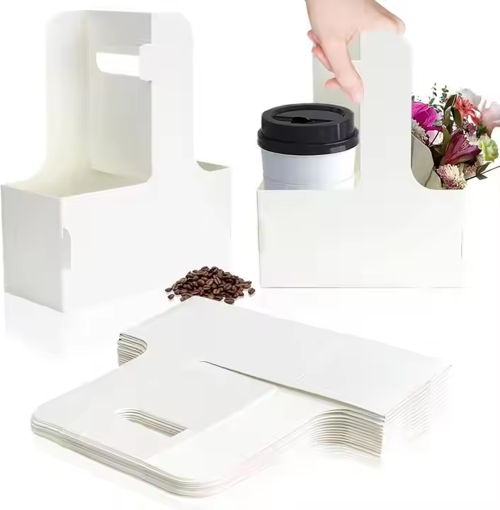 white kraft drink carrier with handles