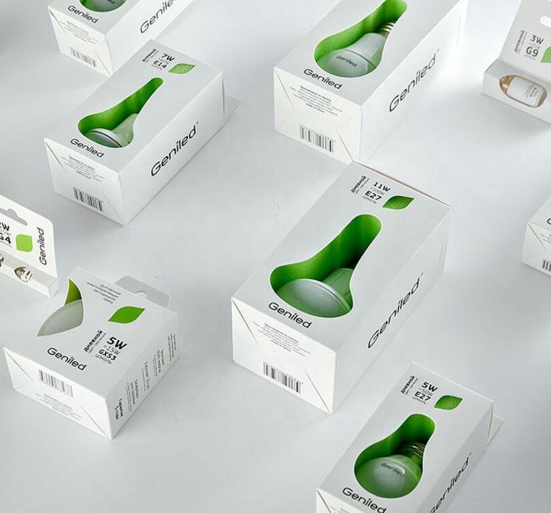 Led bulb packaging box with window