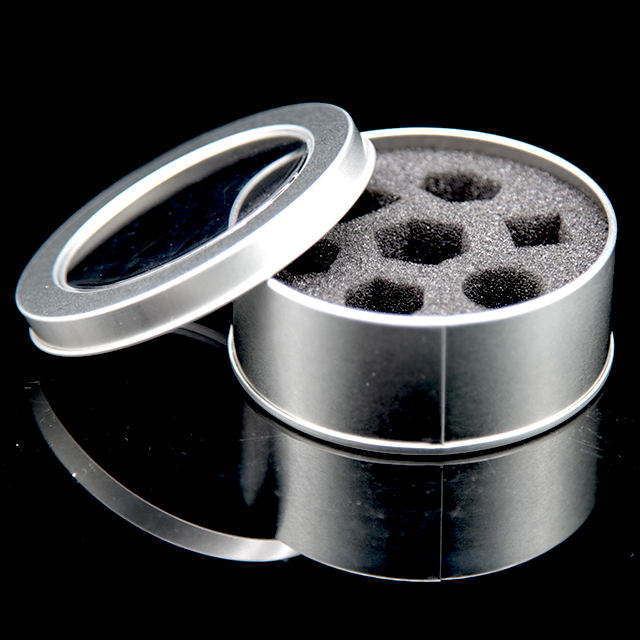 Dice Packaging Round   tin clear window