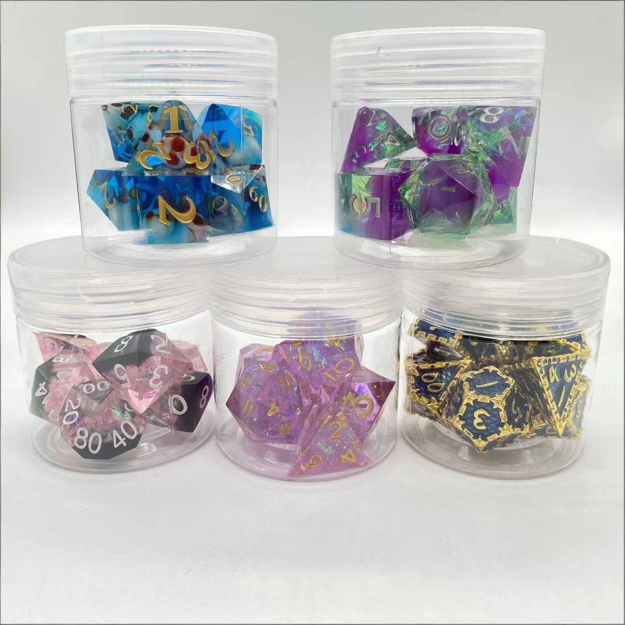 round container clear dice packaging