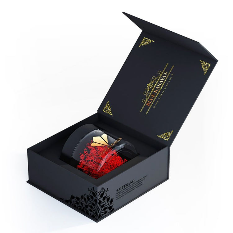 black magnet saffron box
