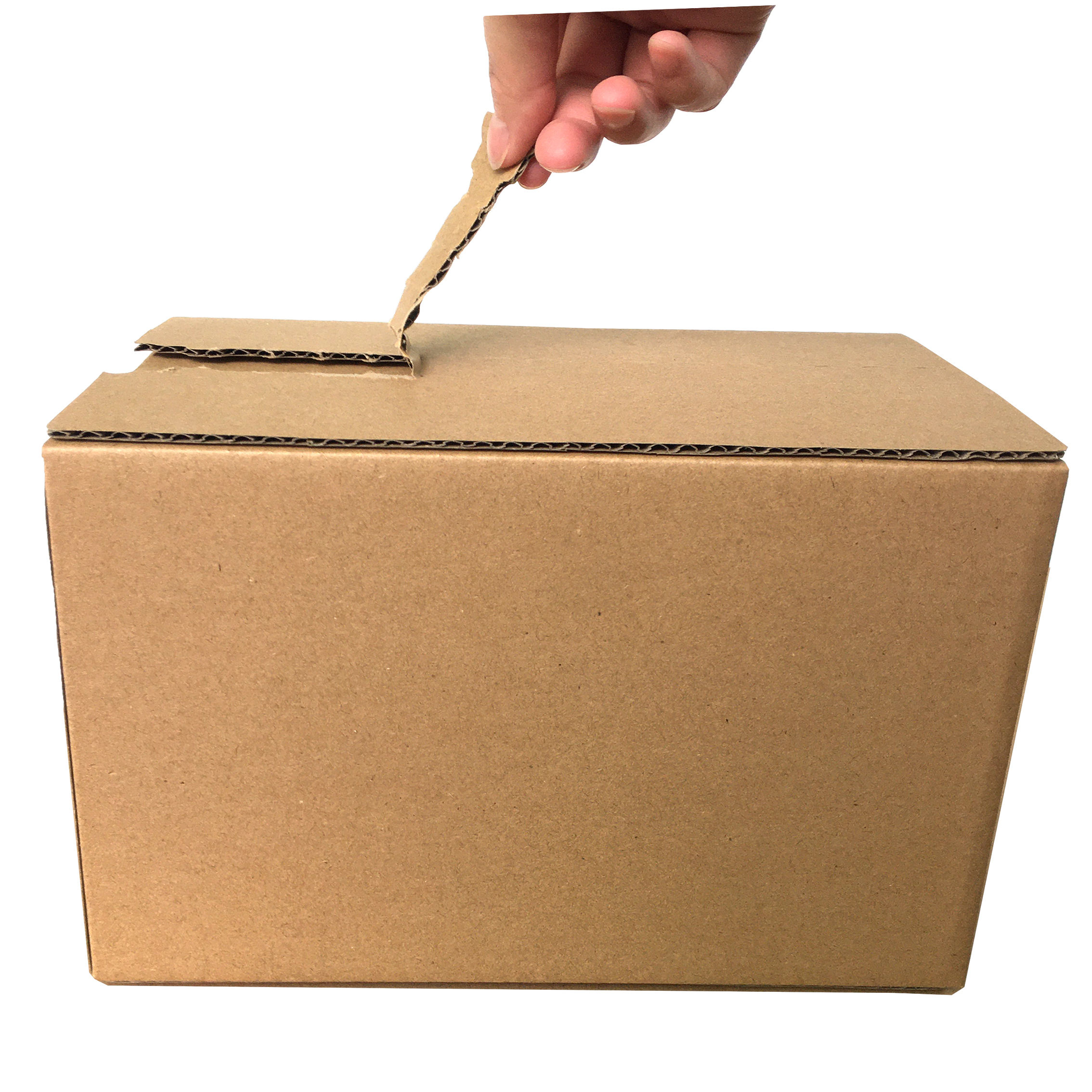 Corrugated box with tear strips