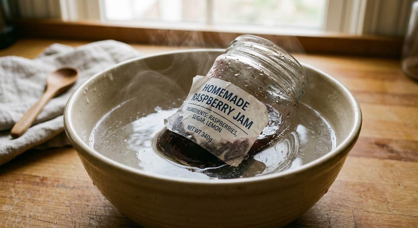 Retire las pegatinas sumergiéndolas en agua caliente.